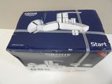 a box with a white and blue design on it