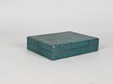 crocodile skin jewelry box in teal green