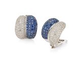 a pair of sapphire and diamond earrings