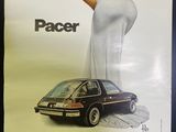 affiche représentant une femme appuyée contre une voiture devant une publicité pour American Motors