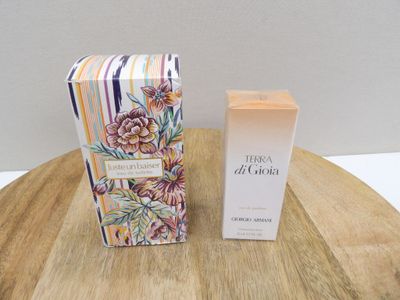 a close up of a bottle of perfume on a wooden table
