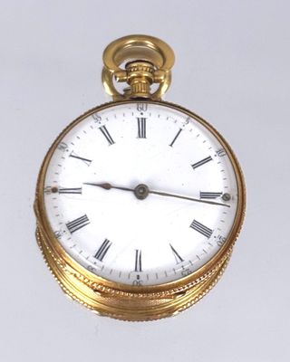 a gold pocket watch with roman numerals on the face