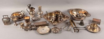 a lot of silver items that are on the table
