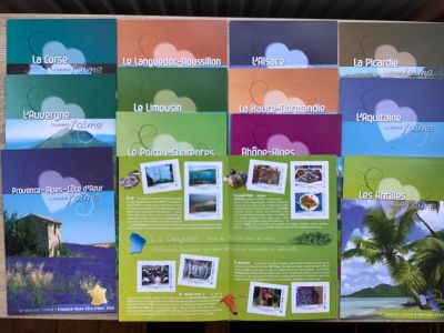 a bunch of pamphlets that are on a table