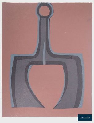 une image représentant une peinture d'une pelle sur fond rose