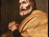 an old painting of a man with a beard and a yellow robe