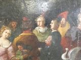 une peinture représentant un groupe de personnes dans une pièce