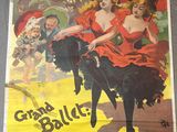 an old poster of a woman riding a horse in front of a crowd