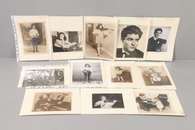 several old black and white photographs of a man and a woman