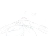a drawing of a person riding a motorcycle with a helmet on