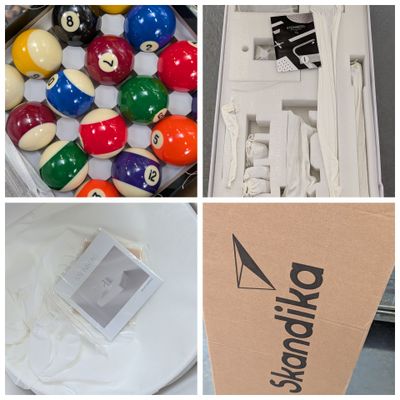 quatre images différentes d'une boîte de billard et d'une boîte de billard