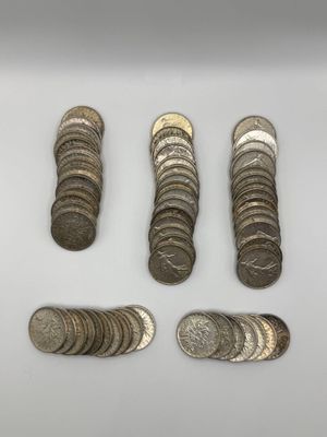 Important lot de pieces de cinq francs en argent, type semeuse des ann - Photo 1