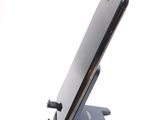 a close up of a cell phone on a stand