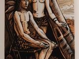 a picture of a man and a woman sitting on a chair