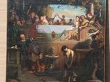 une photo d'un tableau représentant un groupe de personnes assises à une table