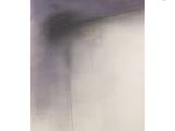 abstract painting of a black and white umbrella on a cloudy day