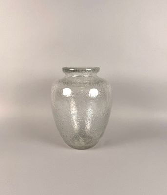 DAUM France, vase balustre en verre bullé. - Photo 1