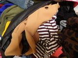 a pile of clothes that is sitting on the floor