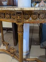 Console demi-lune style Louis XVI en bois doré, plateau marb… (photo 4)