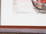 a picture of a painting of a boat with apples in it