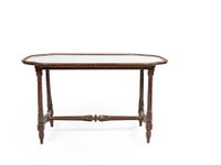Table à dessus de fond de glace en bois de hêtre teinté acaj…