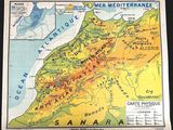 an old map of morocco showing the major cities and major rivers