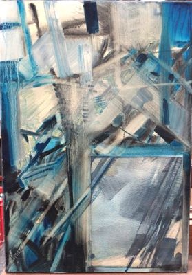 FILATRE, huile sur toile et collage, signé en bas à gauche, …