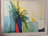 une peinture de fleurs dans un vase sur une table