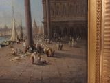 a picture of a painting of people on the street