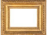 un cadre photo doré sur fond blanc