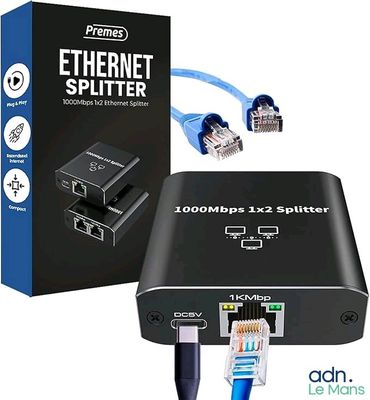 an image of a box of ethernet spliters with a cable connected to it