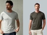 two images of a man in a gray shirt and a man in a grey shirt