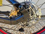a close up view of a bike ' s front brake