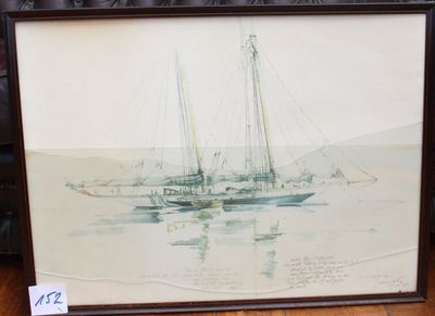 une image d'un tableau représentant un bateau dans l'eau