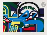 an image of a painting of a guitar and other musical instruments