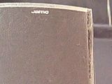 two speakers that are sitting next to each other on a table