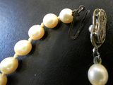 a pearl necklace with a silver clasp and a white pearl bead