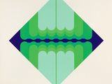 an image of a green and blue geometric design on a white background