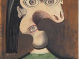 an image of a painting of a woman with a mustache