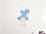 animation, production d'animation, cel représentant un Schtroumpf tiré de la série « Les Schtroumpfs »