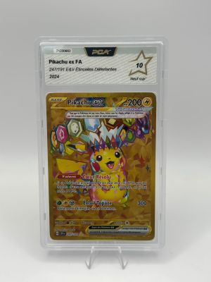 a close up of a pokemon card in a plastic holder