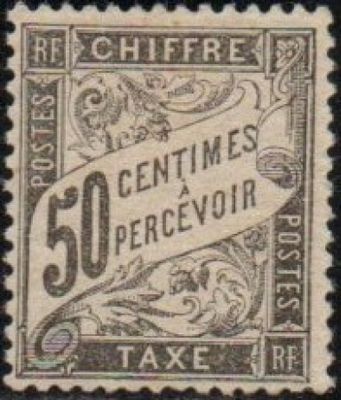 a stamp with the words 50 cents percevoir on it