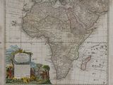 an old map of africa with a picture of people and animals on it