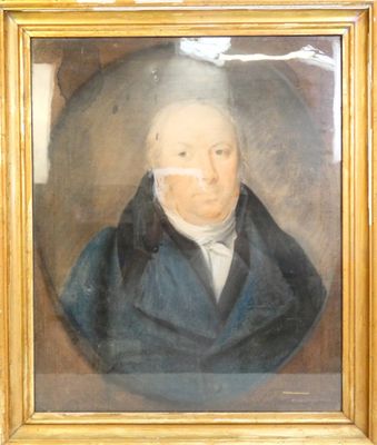 portrait d'un homme en manteau bleu dans un cadre doré