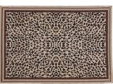 a leopard print rug with a brown border and a black border