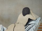 a painting of a naked woman laying on a bed