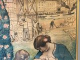 a picture of a painting of a woman feeding a baby