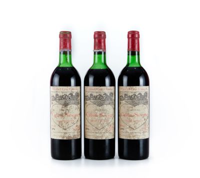 trois bouteilles de vin rouge posées l'une à côté de l'autre sur une surface blanche