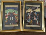 two framed pictures of a painting of a man and a woman on horseback