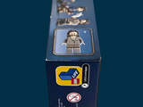 a box with a lego figure in it on a blue background